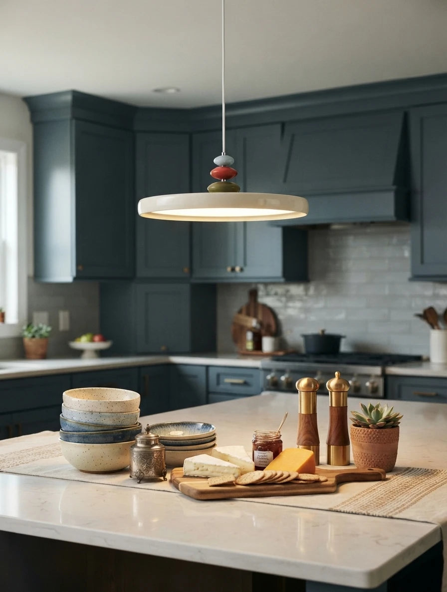 Modern Ceramic Pendant Light Over Kitchen Counter