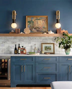 Modern Brass and Green Bead Wall Sconce in Kitchen Interior Setting