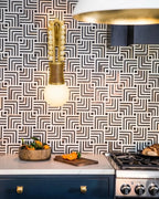 Modern Minimalist Wall Sconce Over Kitchen Counter Backsplash