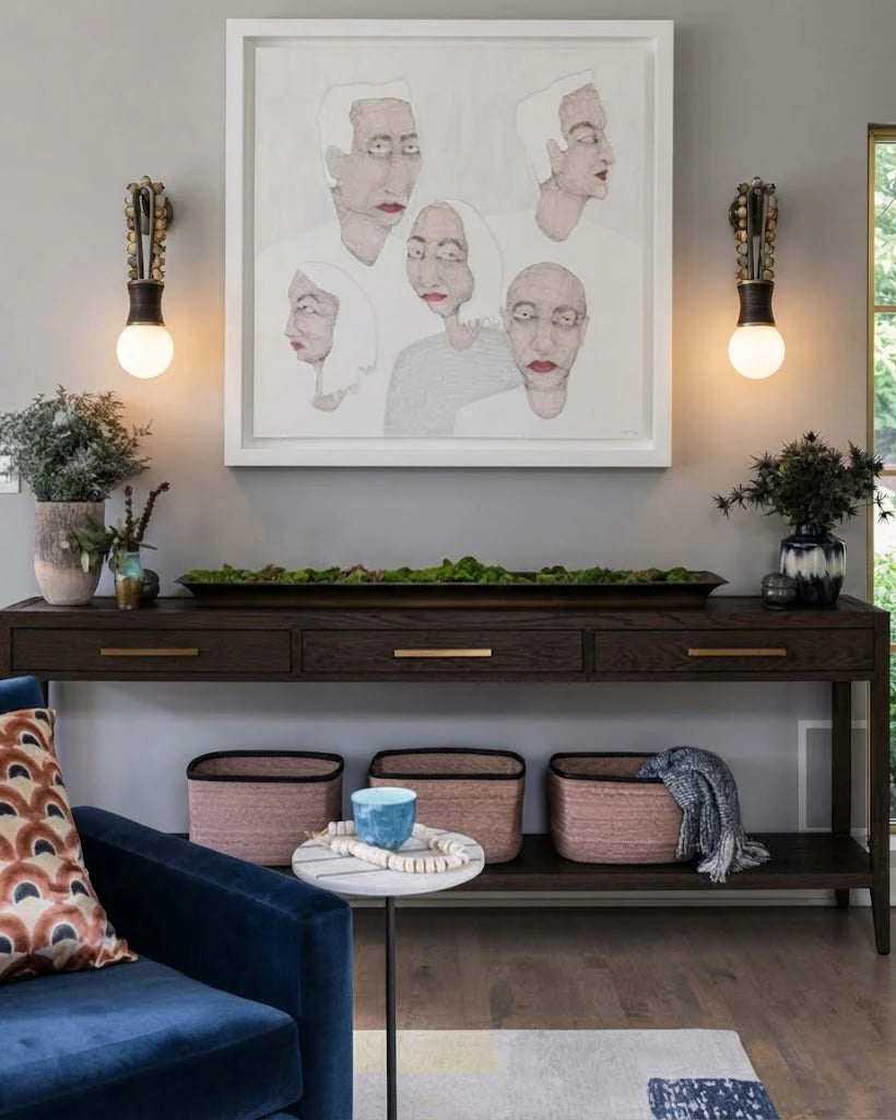 Modern Brass Bead Wall Sconce in Hallway Foyer Living Space
