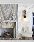 Modern Brass and Green Bead Wall Sconce in Vintage Living Room