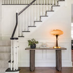 Amber Glass Mushroom Desk Lamp in Entryway Hallway