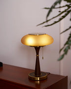 Warm Glowing Mushroom Accent Lamp on Wooden Table