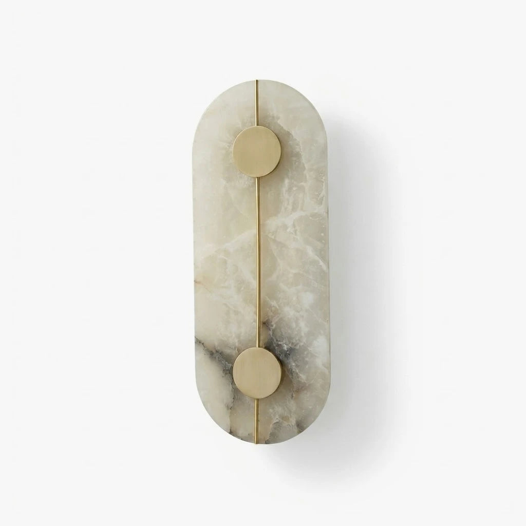 Modern Alabaster Oval Wall Sconce on Pure White Background