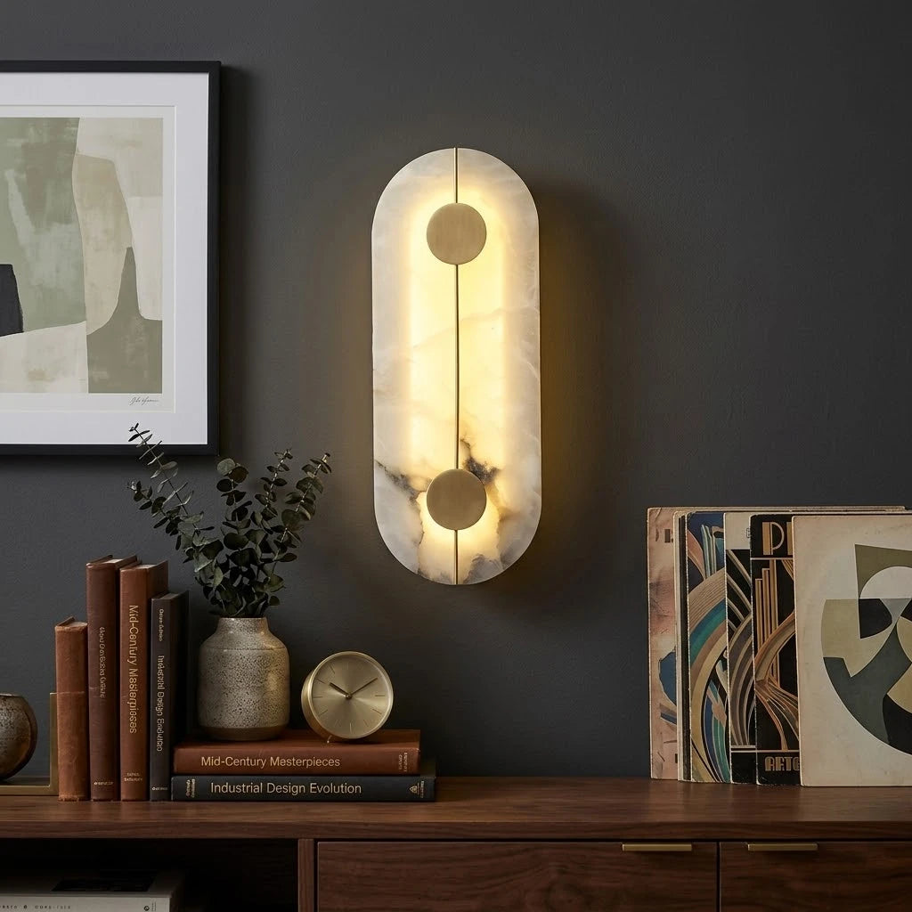 Modern Alabaster Wall Sconce in Contemporary Interior