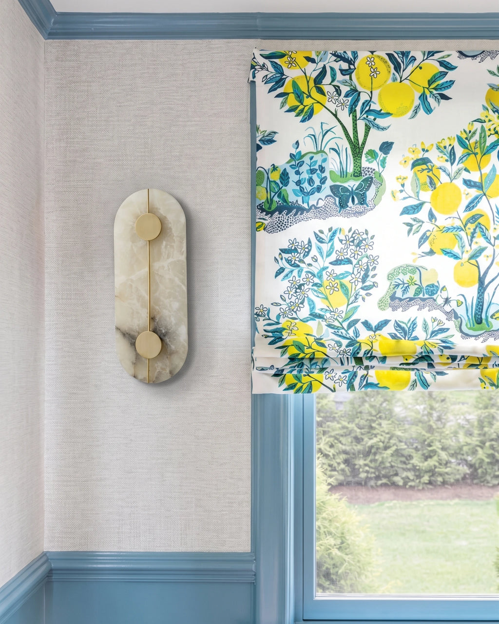 Modern Alabaster Wall Sconce in Bright Interior