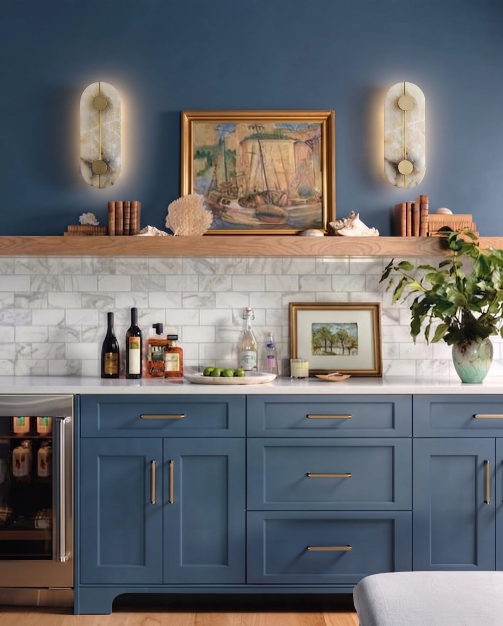 Modern Alabaster Wall Sconce in Luxury Kitchen Setting