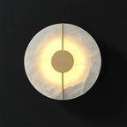 Illuminated Modern Alabaster Round Wall Sconce Studio Shot