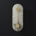 Angled View of Modern Alabaster Oval Wall Sconce