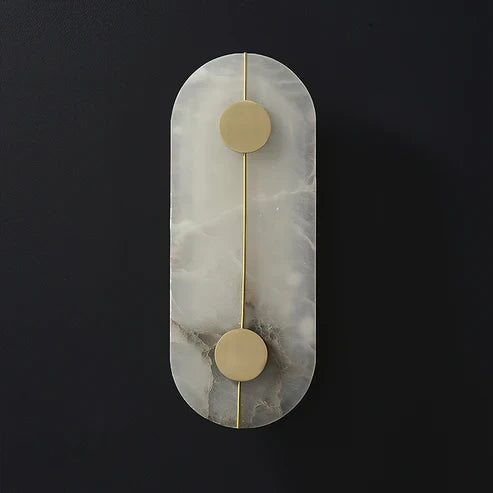Angled View of Modern Alabaster Oval Wall Sconce