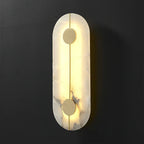 Fully Illuminated Modern Alabaster Oval Wall Sconce Studio Display