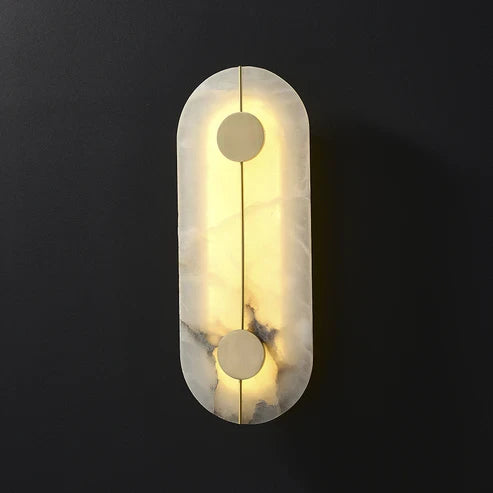 Partially Illuminated Modern Alabaster Oval Wall Sconce