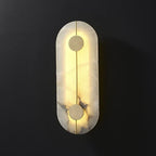 Partially Illuminated Modern Alabaster Oval Wall Sconce