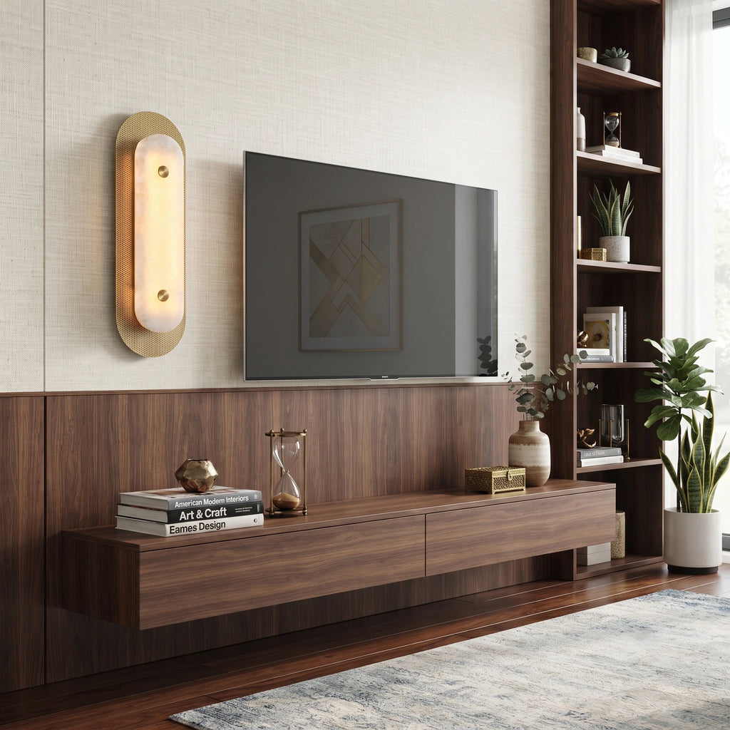 Mesh Brass Alabaster Wall Light