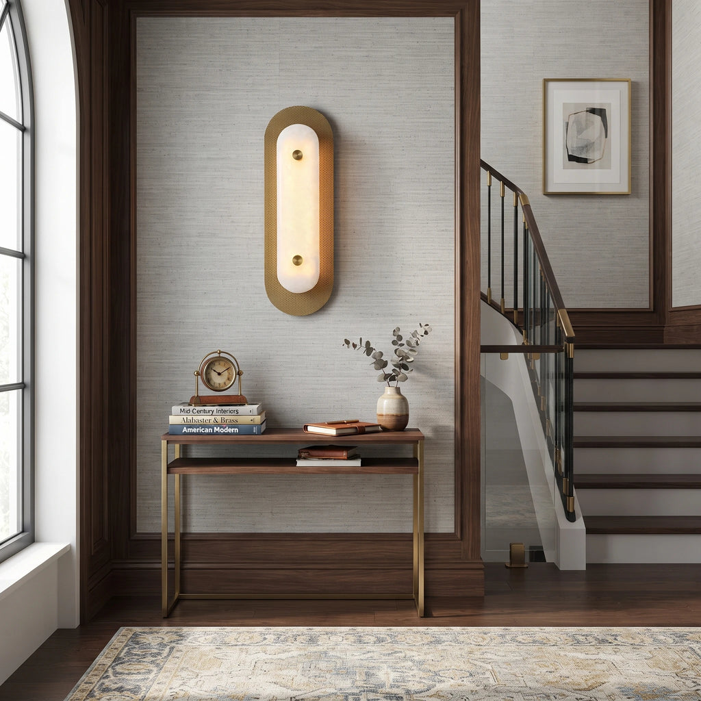 Mesh Brass Alabaster Wall Light