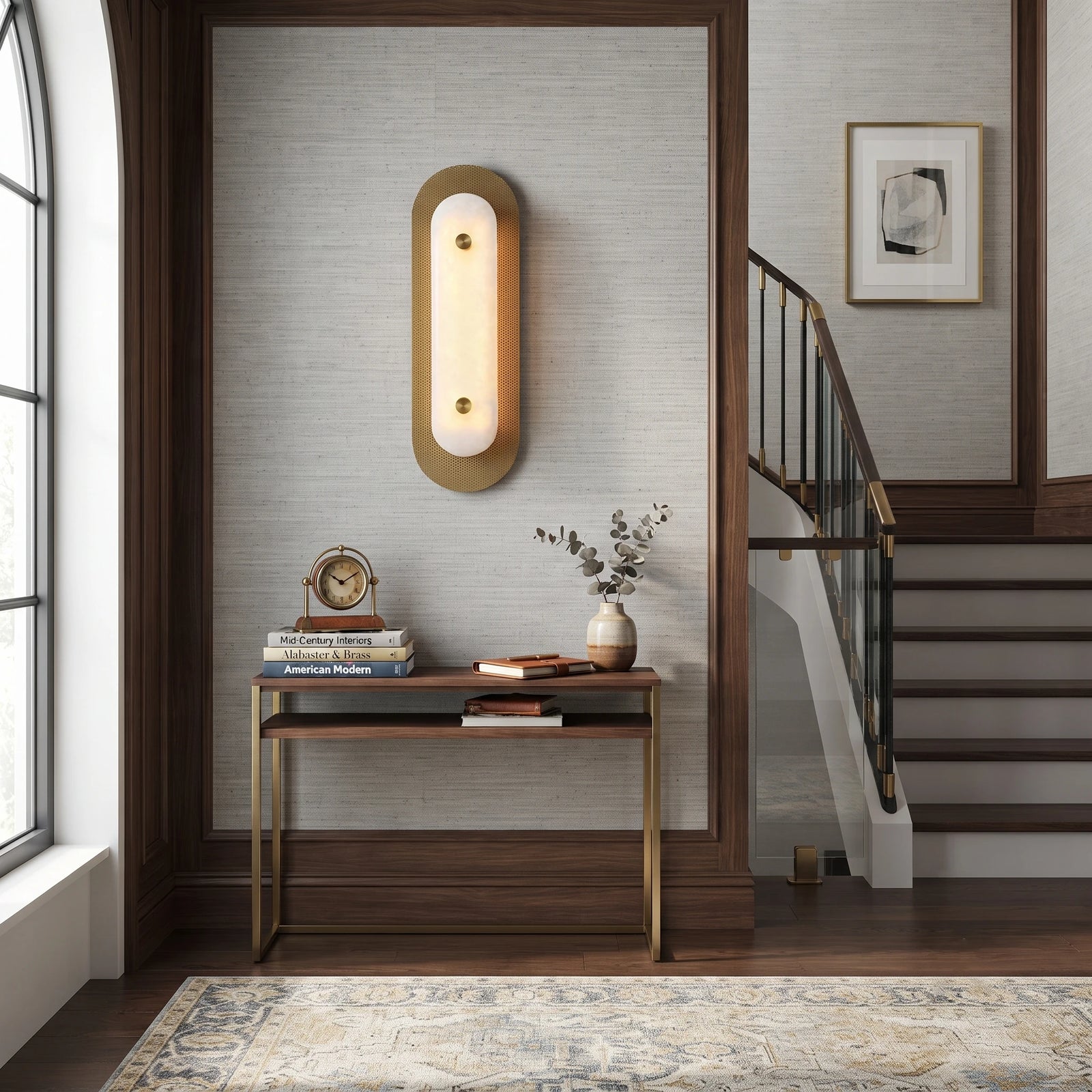 Mesh Brass Alabaster Wall Light