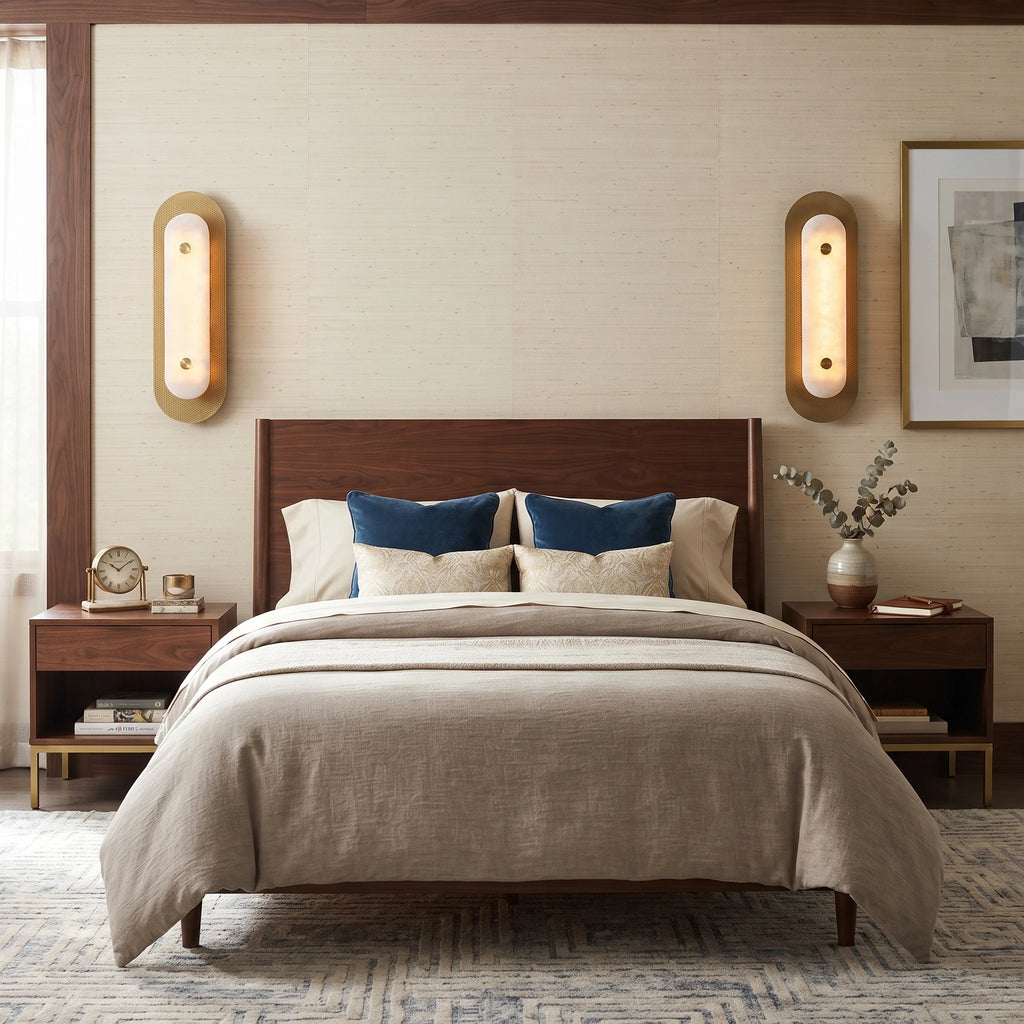 Mesh Brass Alabaster Wall Light