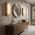 Mesh Brass Alabaster Wall Light