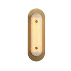 Modern Oval Alabaster Wall Sconce with Perforated Brass Backplate