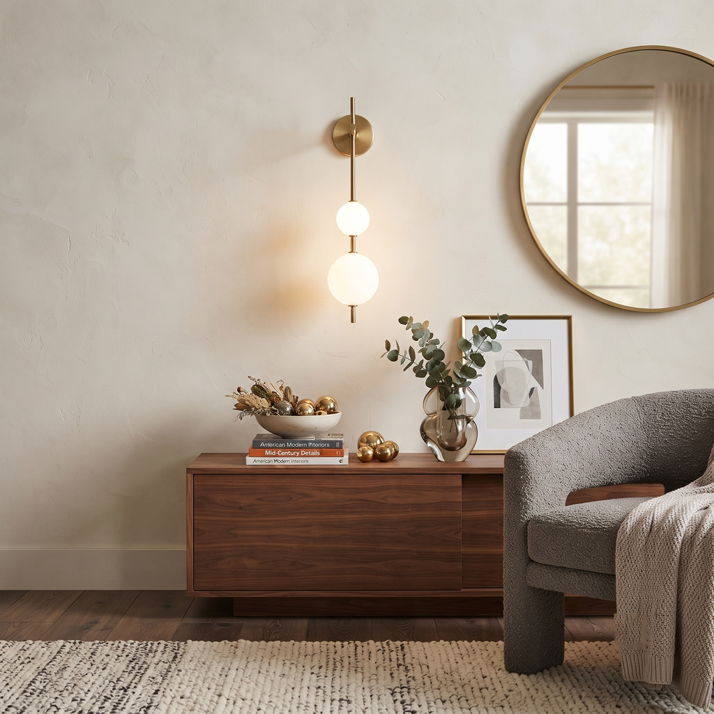Metal Glass Globe Linear Sconce