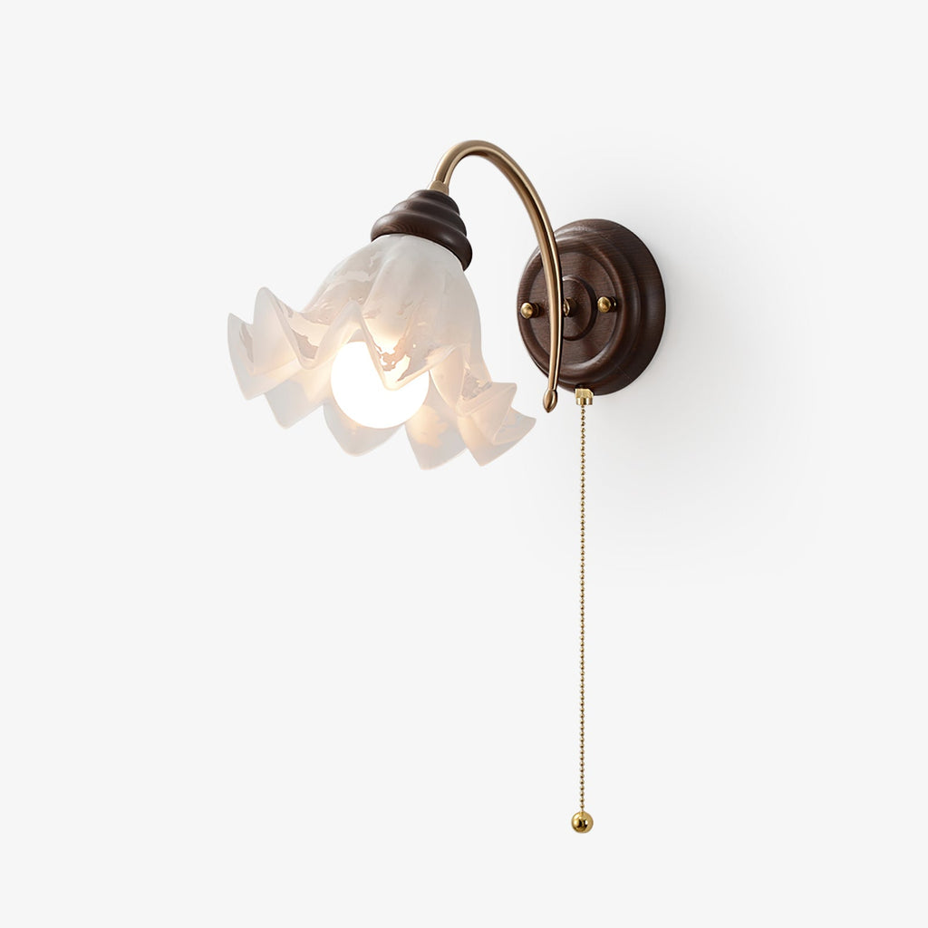 Metal Wood and Glass Flower Sconce