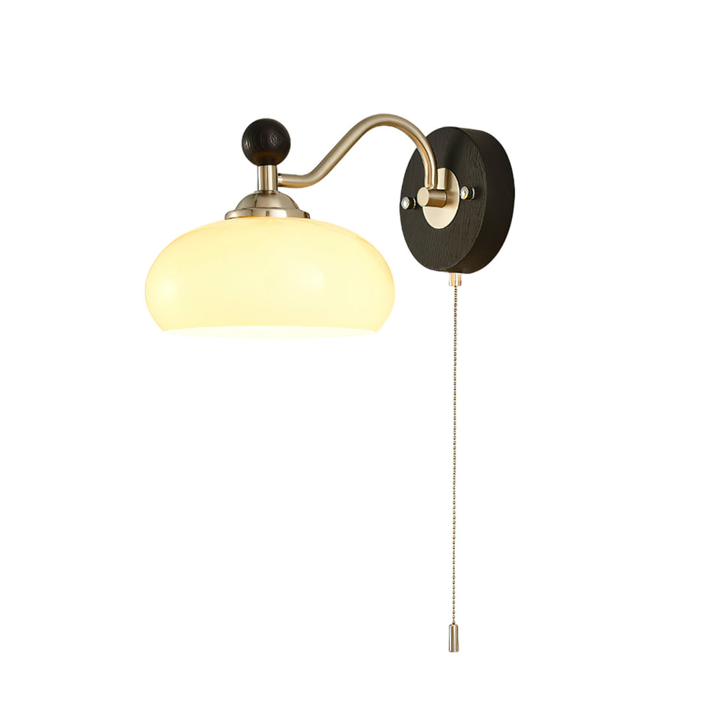 Metal Wood and Glass Sconce