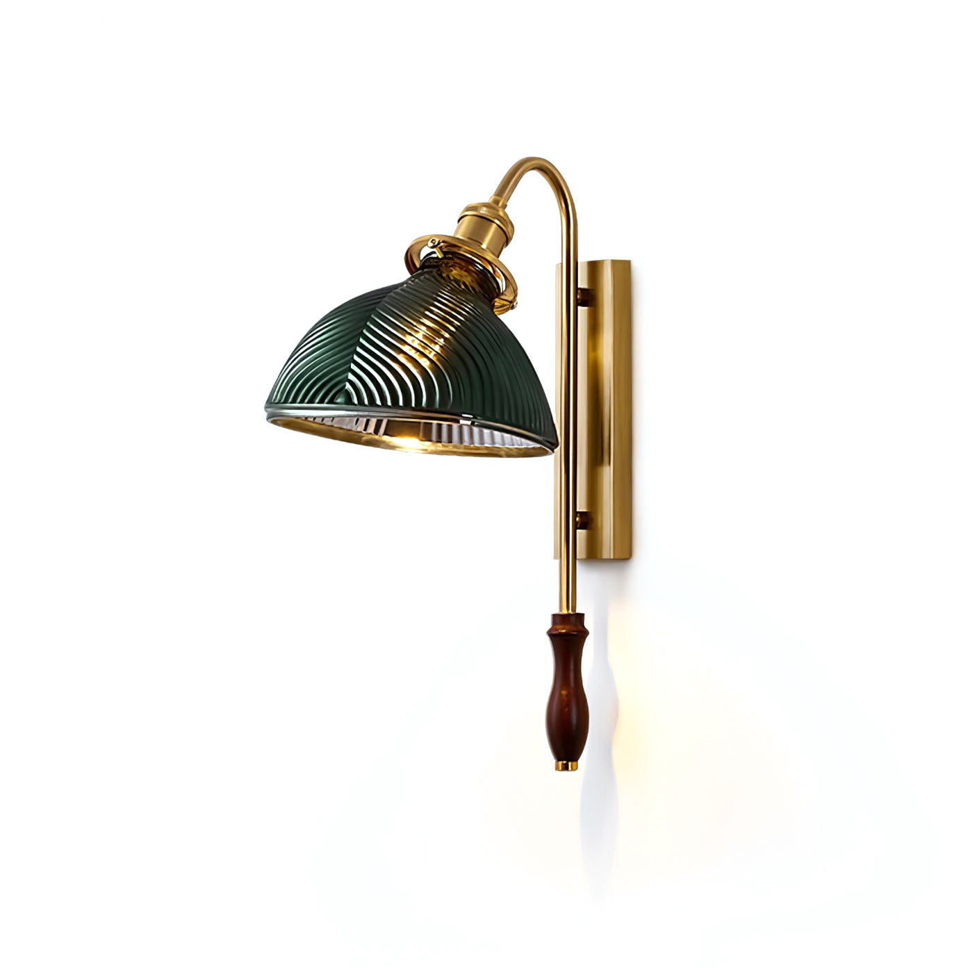 Verde Ribbed Glass Sconce with Wood Accent