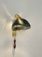 Metal Wood and Glass Sconce