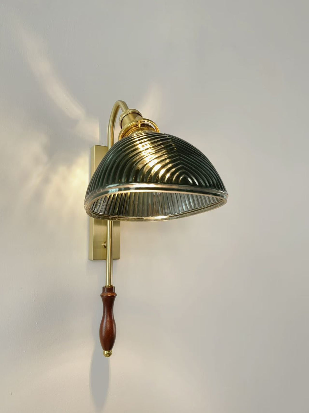 Metal Wood and Glass Sconce