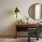 Metal Wood and Glass Sconce