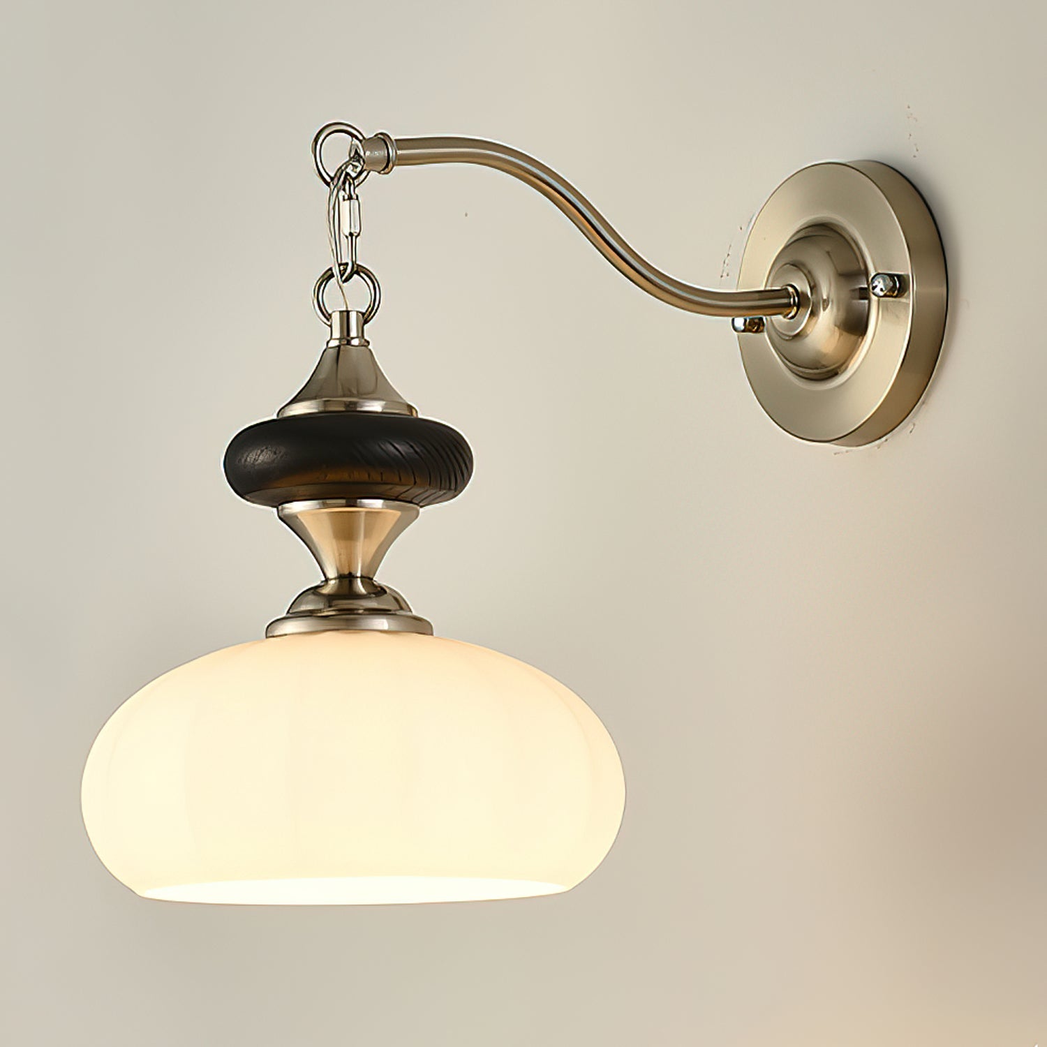 Metal Wood and Glass Sconce