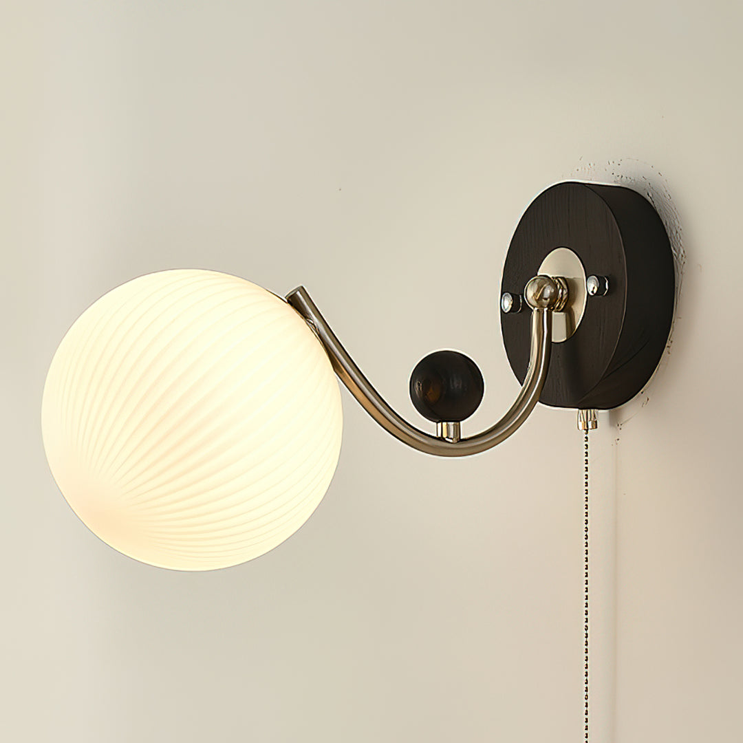 Metal Wood and Glass Sconce