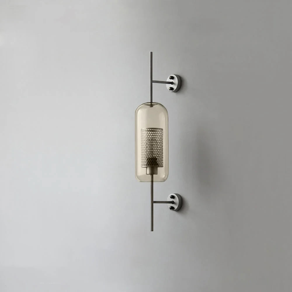 Illuminated Amber Oval Glass Wall Sconce Studio Display
