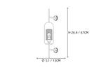 Oval Glass Mesh Wall Sconce Line Art Dimension Diagram