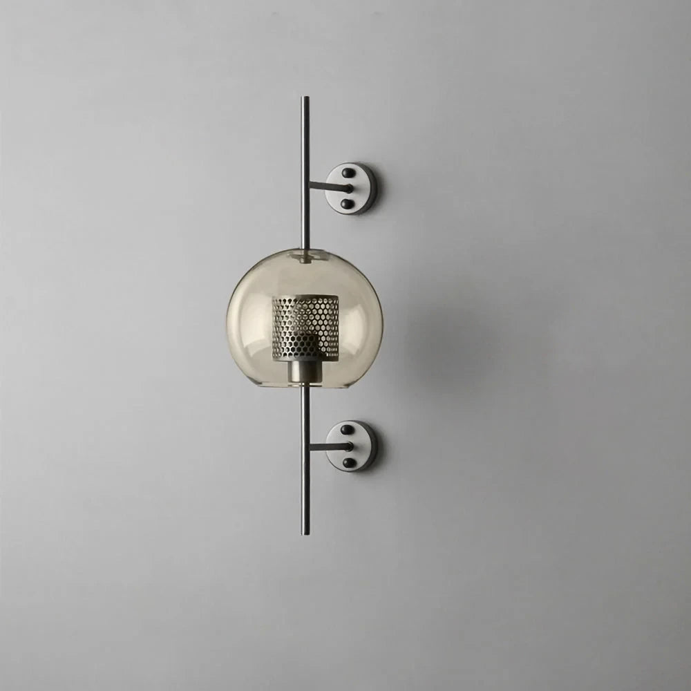 Illuminated Amber Globe Glass Wall Light Studio Display