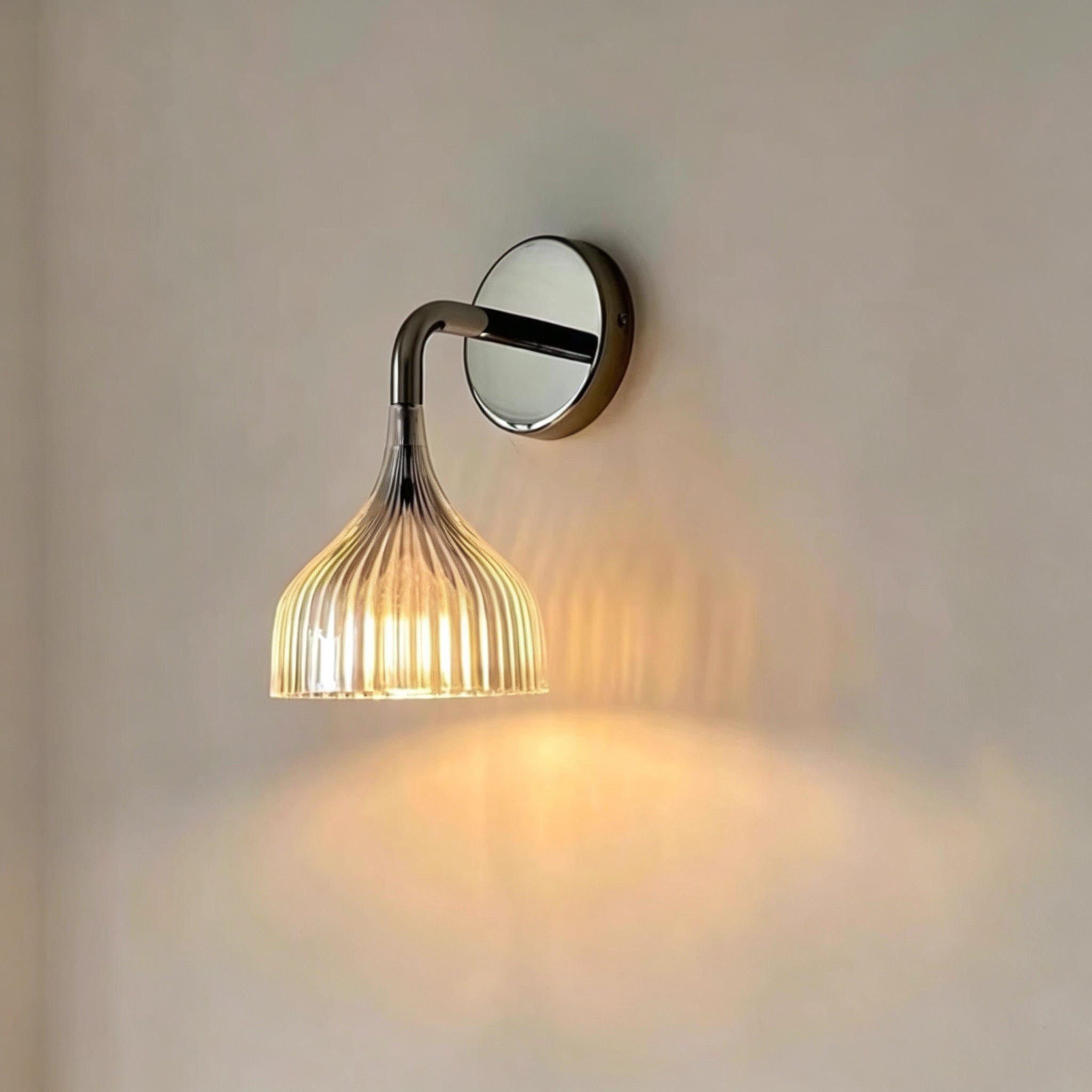 Metal and Plastic Ribbed Sconce