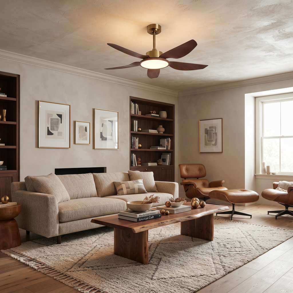 Metal and ABS Ceiling Fan with LED Light