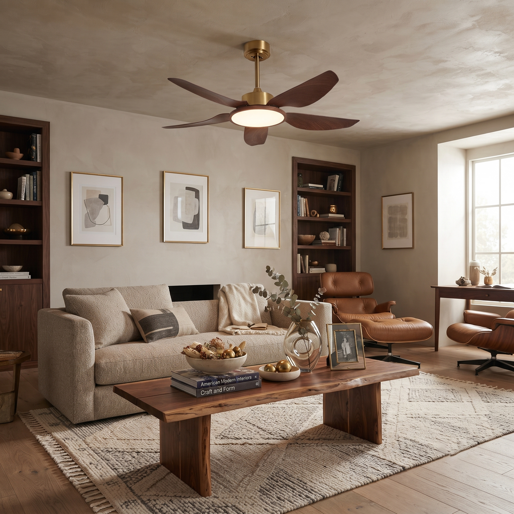 Metal and ABS Ceiling Fan with LED Light