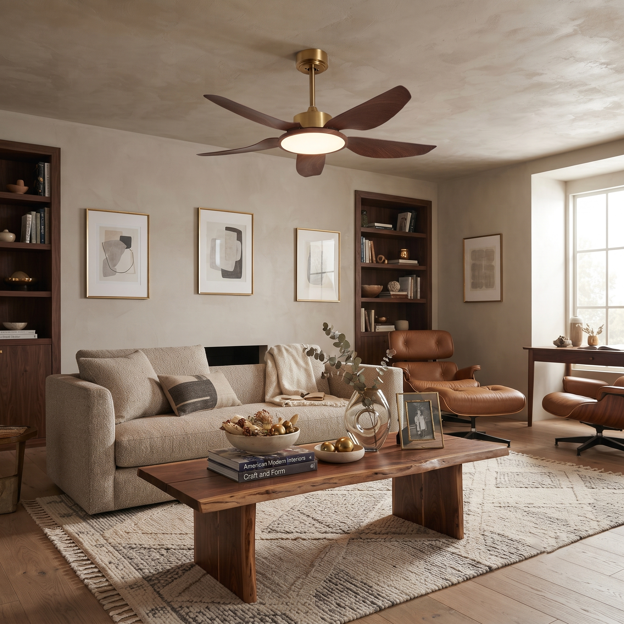 Metal and ABS Ceiling Fan with LED Light