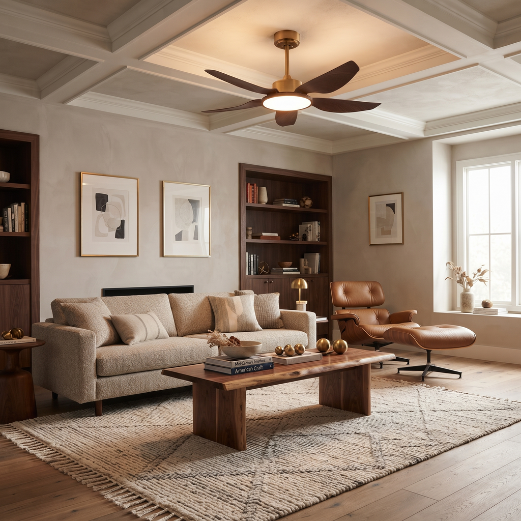 Metal and ABS Ceiling Fan with LED Light