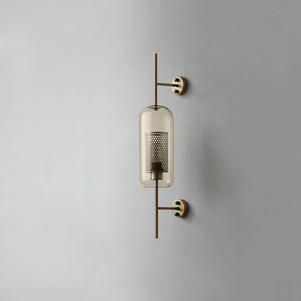 Metal Glass Cylindrical Sconce