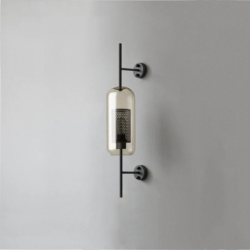 Metal Glass Cylindrical Sconce