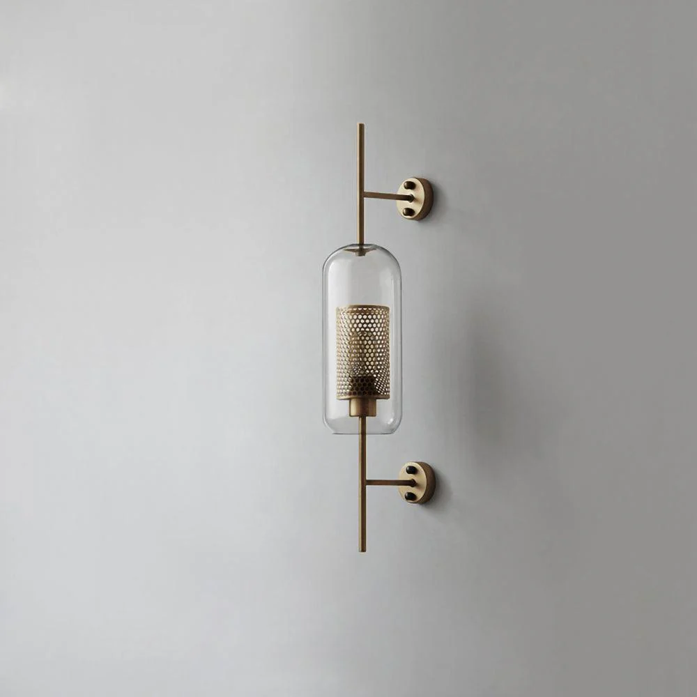 Metal Glass Cylindrical Sconce