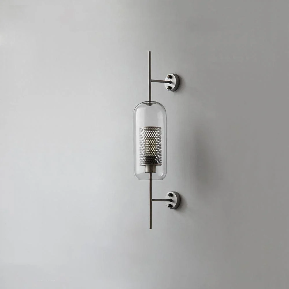 Metal and Glass Cylindrical Sconce