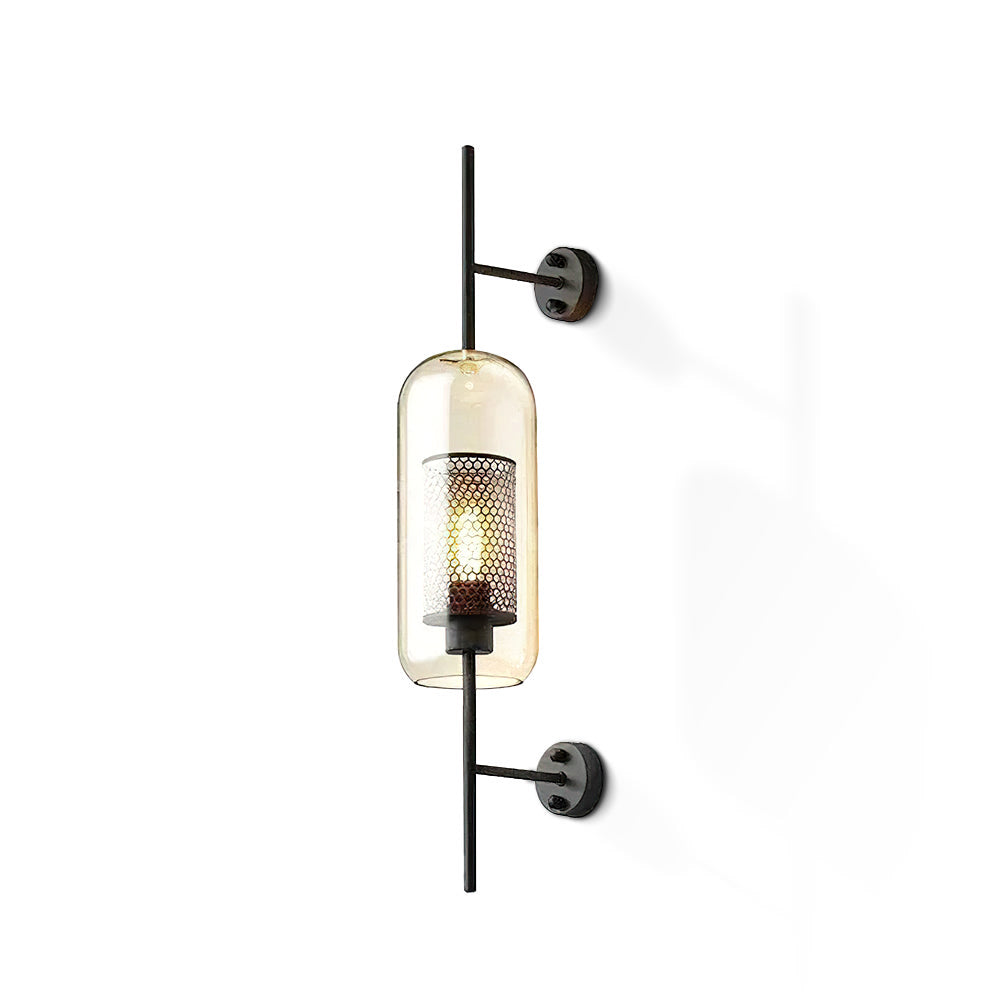 Metal Glass Cylindrical Sconce