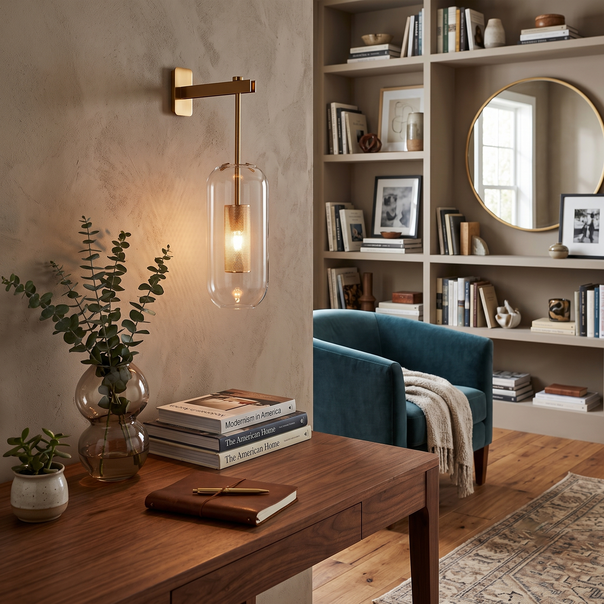 Metal and Glass Cylindrical Sconce