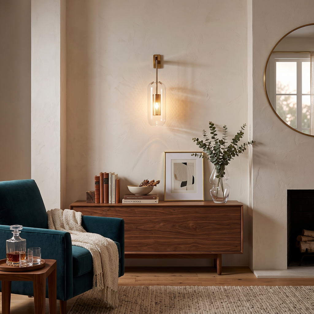 Metal and Glass Cylindrical Sconce