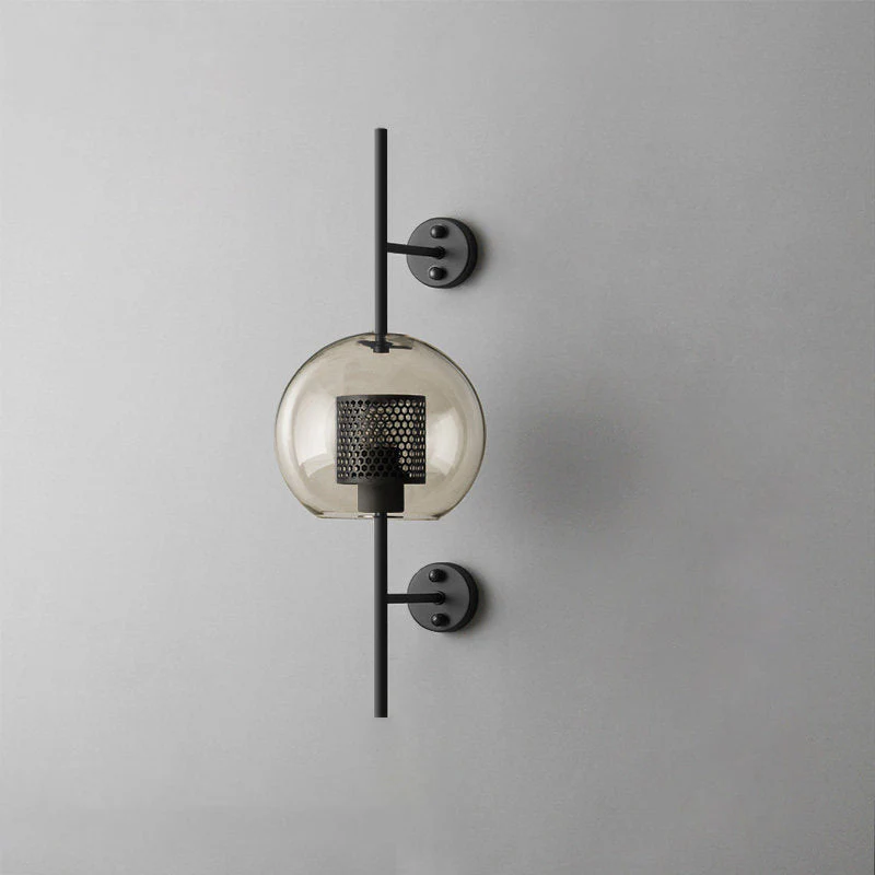Metal Glass Cylindrical Sconce