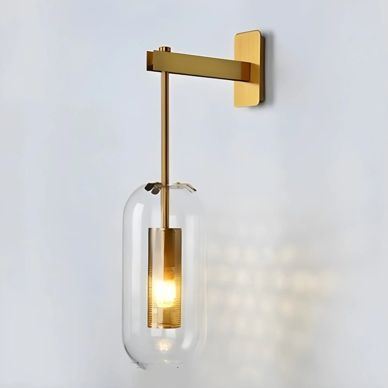 Metal and Glass Cylindrical Sconce