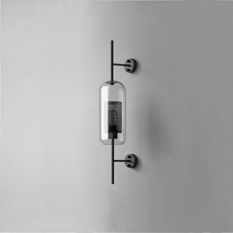 Metal Glass Cylindrical Sconce